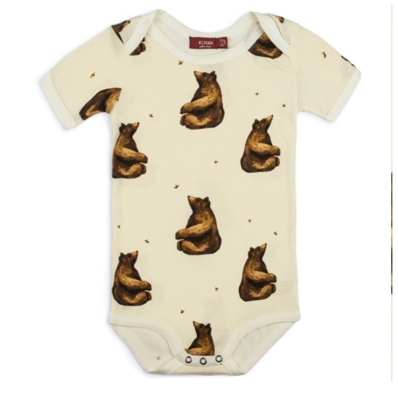 MILKBARN HONEY BEAR BAMBOO SHORT SLEEVE ONE PIECE - Picture 1 of 7